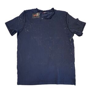 Colin's Jeanswear Navy Blue Thick Jersey Graphic T-shirt Top MEDIUM Normcore NWT